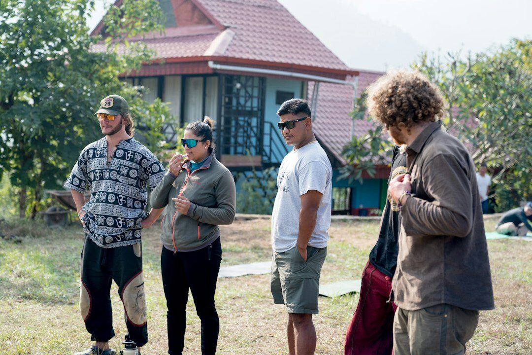 group of locals chatting