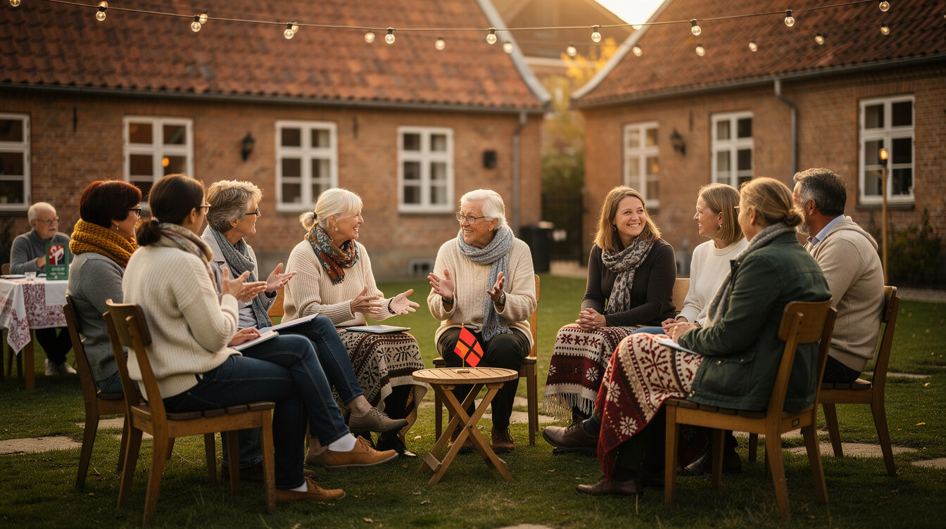 group of locals talking